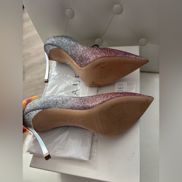 Authentic Casadei Blade Glitter Pink and Silver Heels-Retails for $995 - Picture 6 of 9
